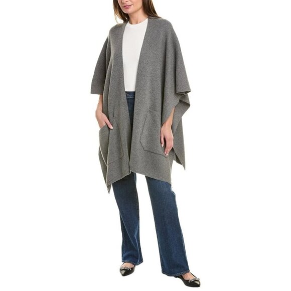 💕ST. JOHN💕 Wool-Blend Wrap ~ Dark Grey Melange One Size NWOT - Picture 2 of 11